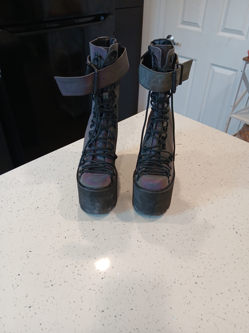 Club Exx Reflective Traitor Platform Boots SZ-7 M Festival Rave